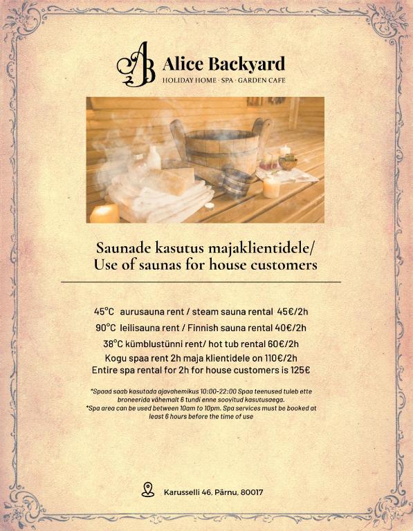 Fotografie z fotogalerie ubytování Alice Backyard-Holiday home and Spa v destinaci Pärnu