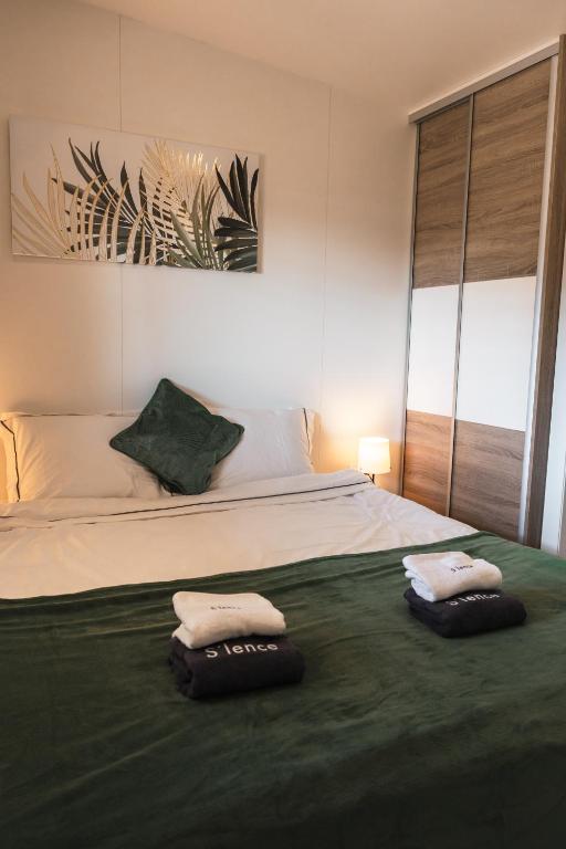 Posteľ alebo postele v izbe v ubytovaní Mobile home Silence