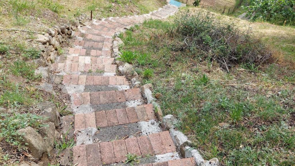 a brick path on the side of a hill at Refugium direkt am Meer in Marina di Pisciotta in Pisciotta