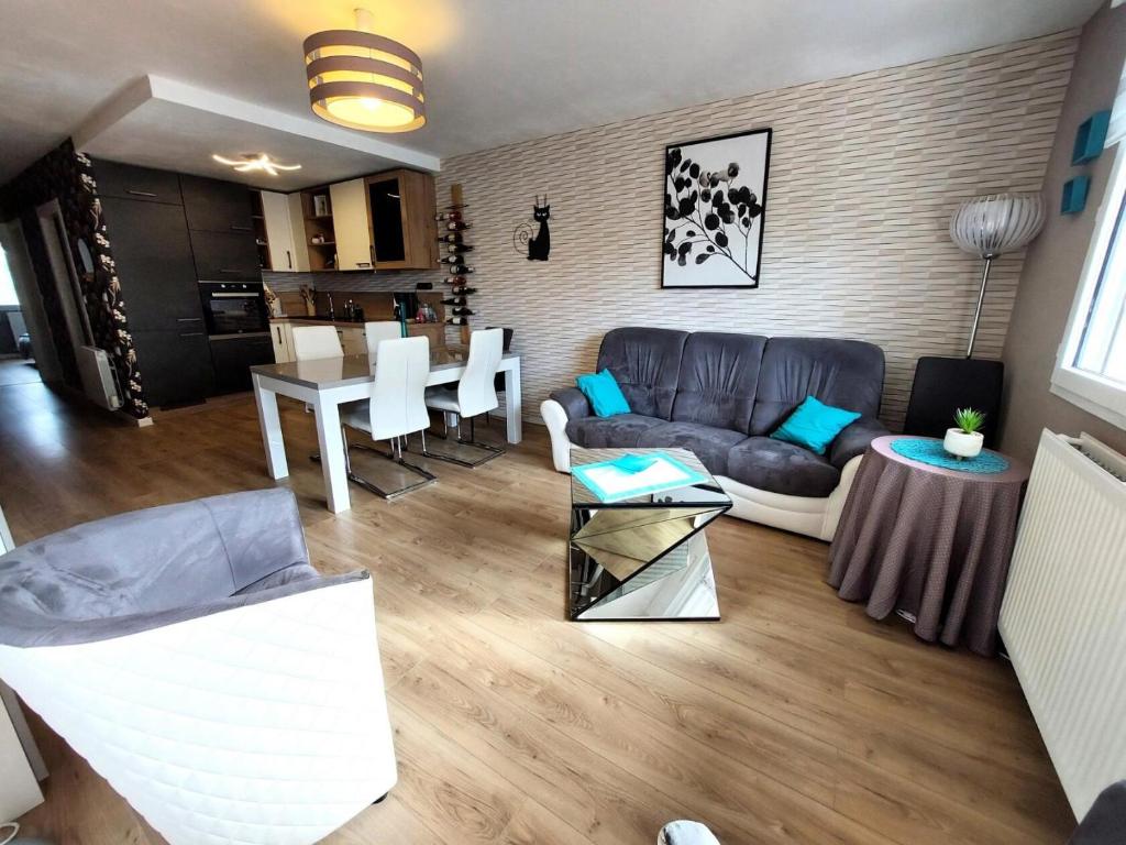 un salon avec un canapé et une table dans l'établissement Residence Du Temple - Spacieux et fonctionnel ! MAE-2731, à Aix-les-Bains