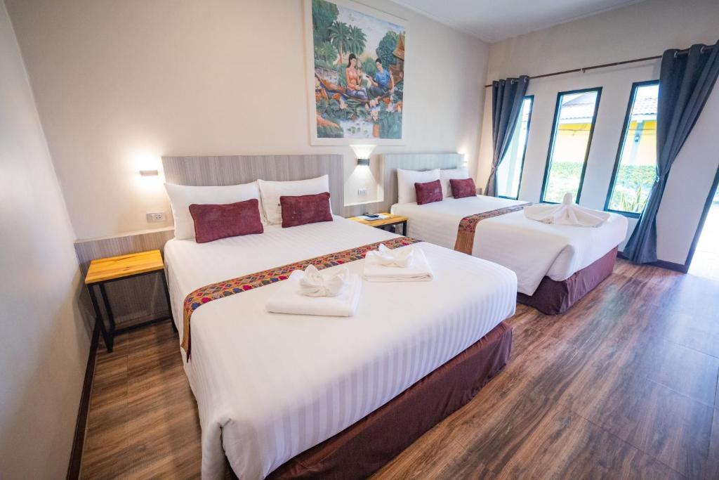 Khong Chiam Orchid Riverside Resort - 庭の景色を望む四葉の部屋