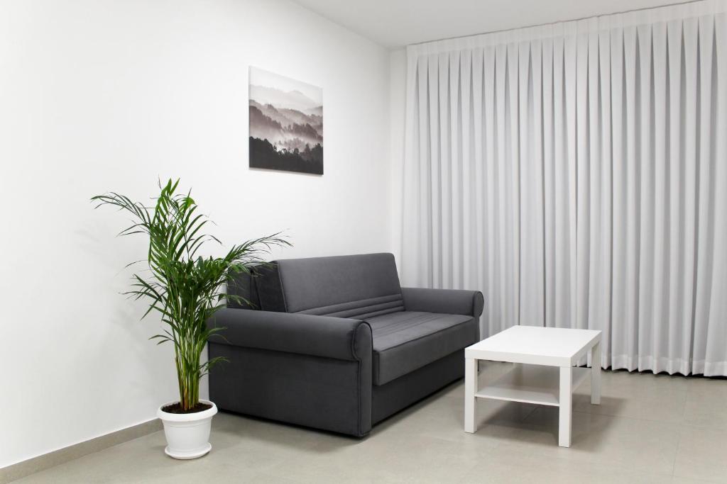 sala de estar con sofá y planta en Suite Apartment #17 By Hashdera Eilat, en Eilat