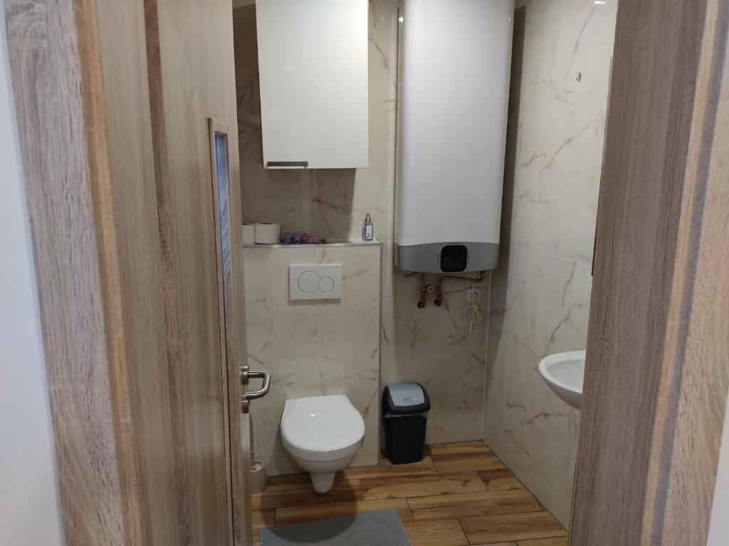Koupelna v ubytování Malý apartmán v Praze
