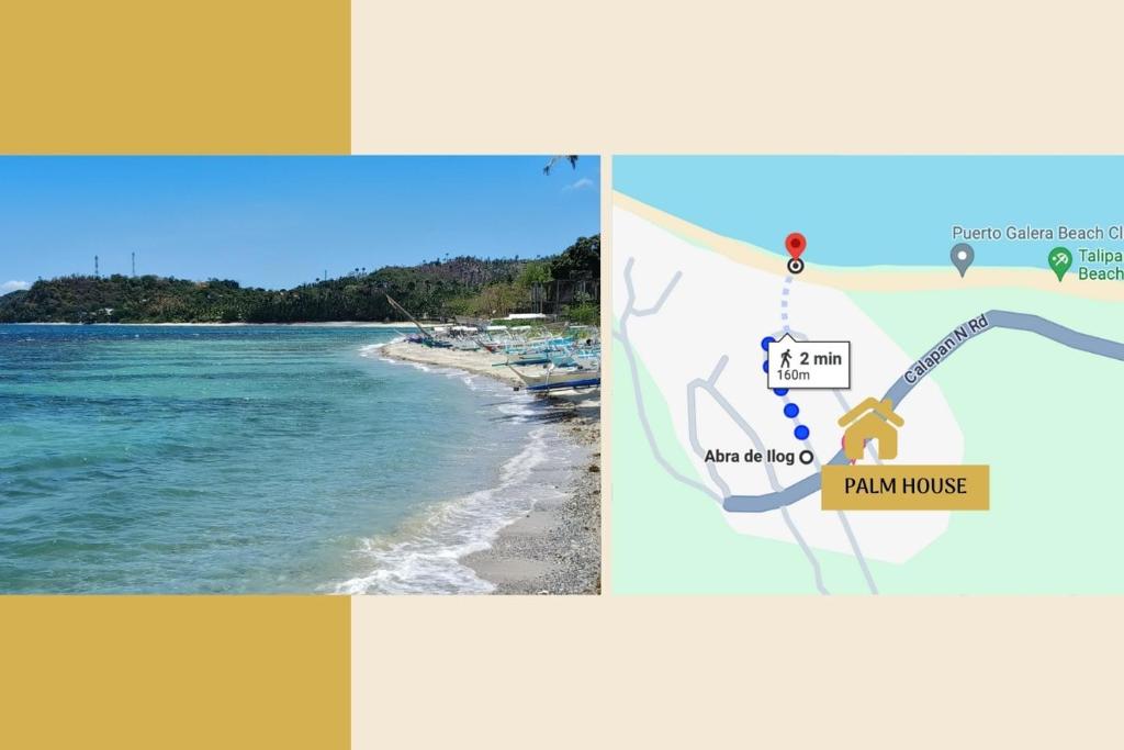 a map of the beach and a map of paradise at Palm House in Puerto Galera