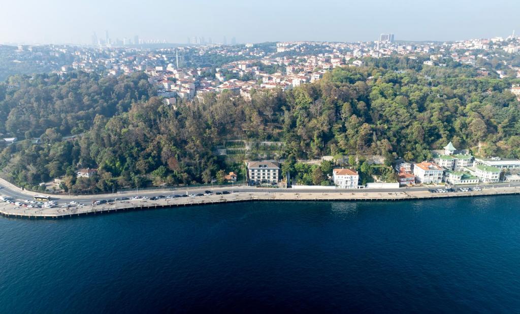 an aerial view of a bridge over a body of water at MFB Tarabya Hotel in Istanbul