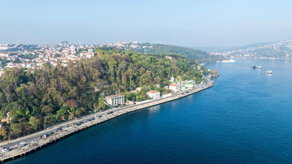 an aerial view of a bridge over a river at MFB Tarabya Hotel in Istanbul