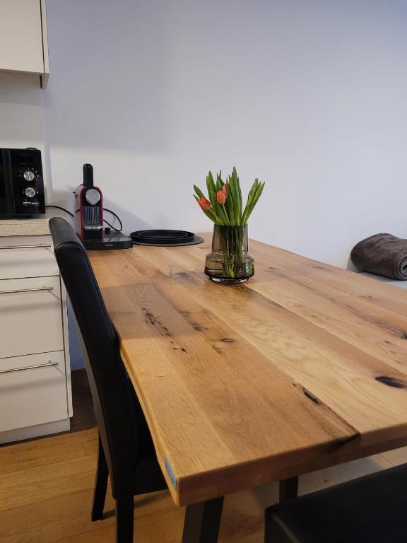 Kuchyň nebo kuchyňský kout v ubytování Waibel Appartement Bezau