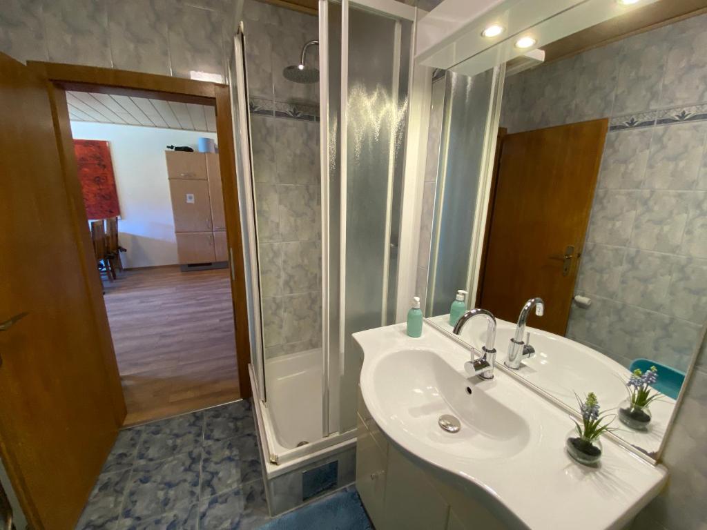 Koupelna v ubytování Seewohnung Weiss