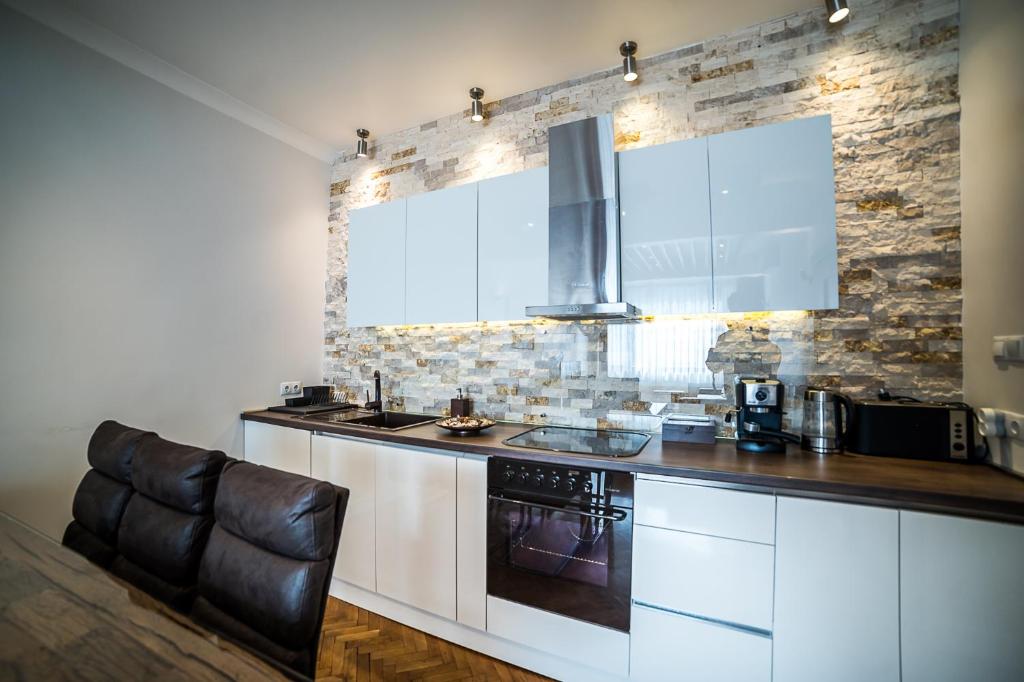 Kuchyň nebo kuchyňský kout v ubytování Apartment Antique Theatre 2