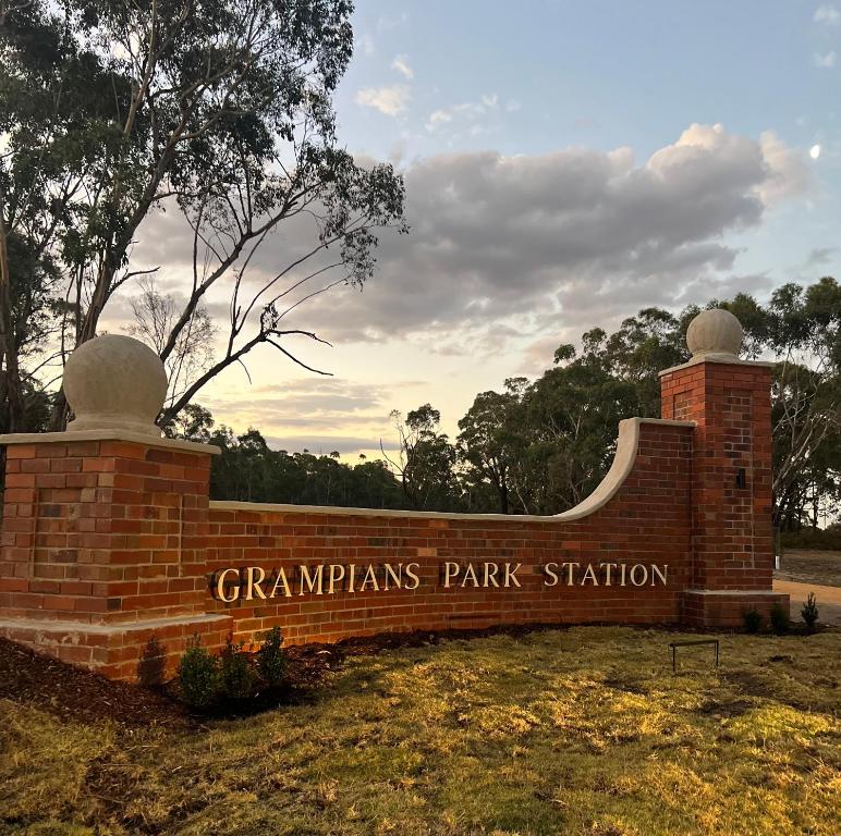 a sign for the grand rapids park station at Grampians Park Station in Moyston