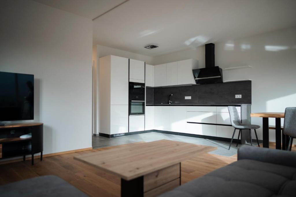 Kuchyň nebo kuchyňský kout v ubytování Premium Apartments Monterra