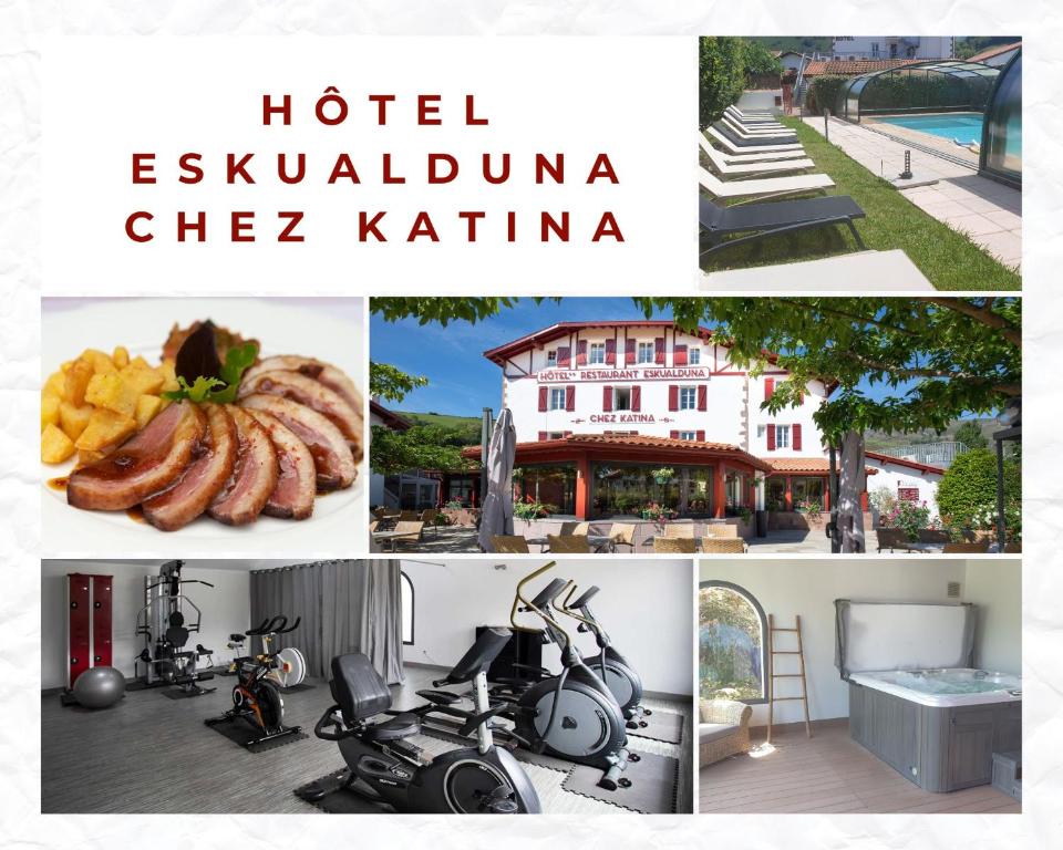 uma colagem de fotografias do hotel escuela chez kittima em Hotel Eskualduna Chez Katina em Saint-Martin-dʼArrossa