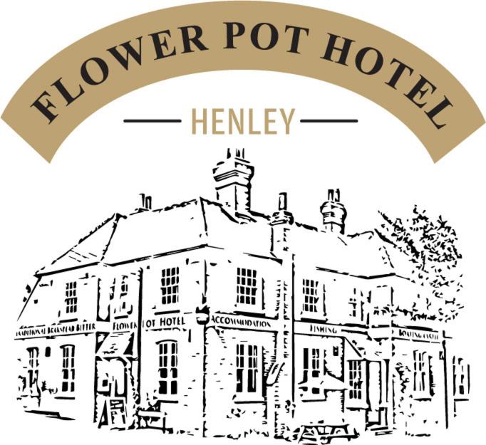 um desenho a preto e branco de uma casa em Flower Pot Hotel em Henley on Thames