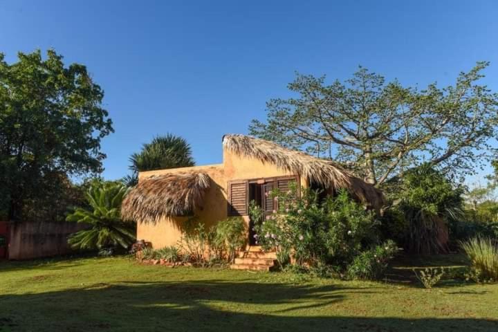 una pequeña casa con techo de hierba en Eve Getaway, en Madama