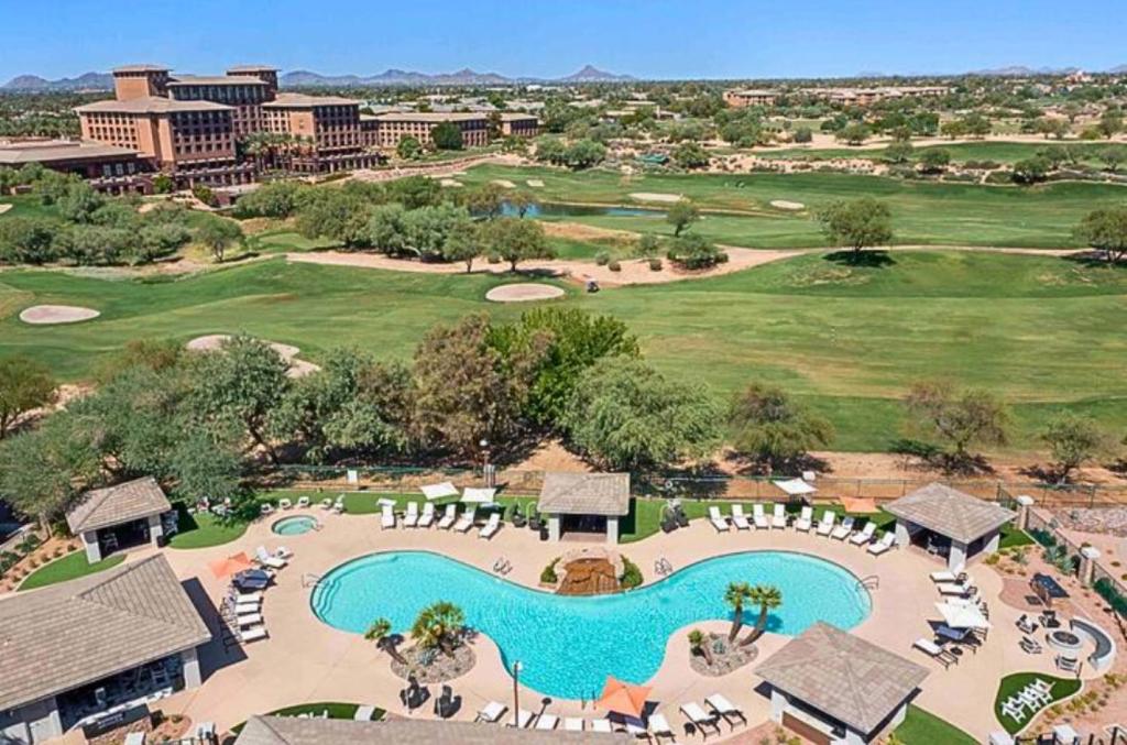 an aerial view of the golf course at the resort at Golf View Oasis-Serenity-Tranquility-Walkability N244 in Scottsdale