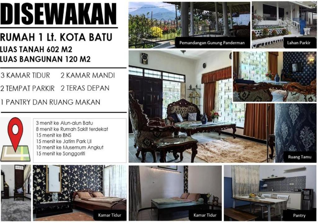 a collage of photos of a house with a flyer at Kalia Cottage in Batu