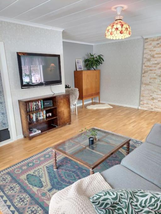 TV a/nebo společenská místnost v ubytování Fin torparstuga strax utanför Falköping.