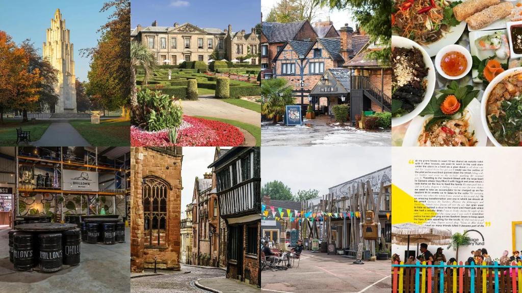 a collage of pictures of cities and towns at Homestay-Close to Coventry City and University I Free Parking I Wi-Fi in Coventry