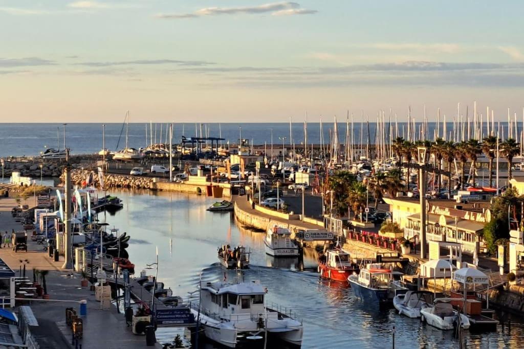 un groupe de bateaux amarrés dans un port de plaisance dans l'établissement Palavas, à Palavas-les-Flots