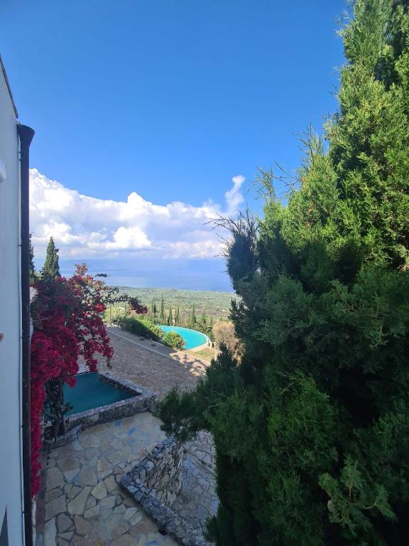 a view of a swimming pool from a house at Skyline Parorama in Mathía