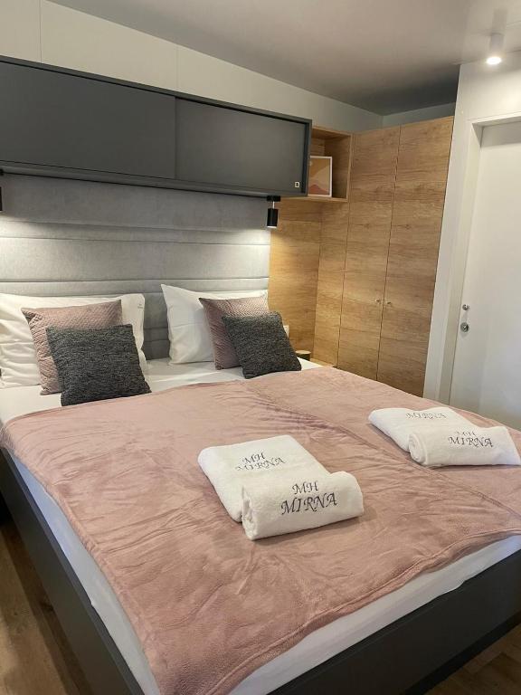 Postel nebo postele na pokoji v ubytování mobile home MIRNA