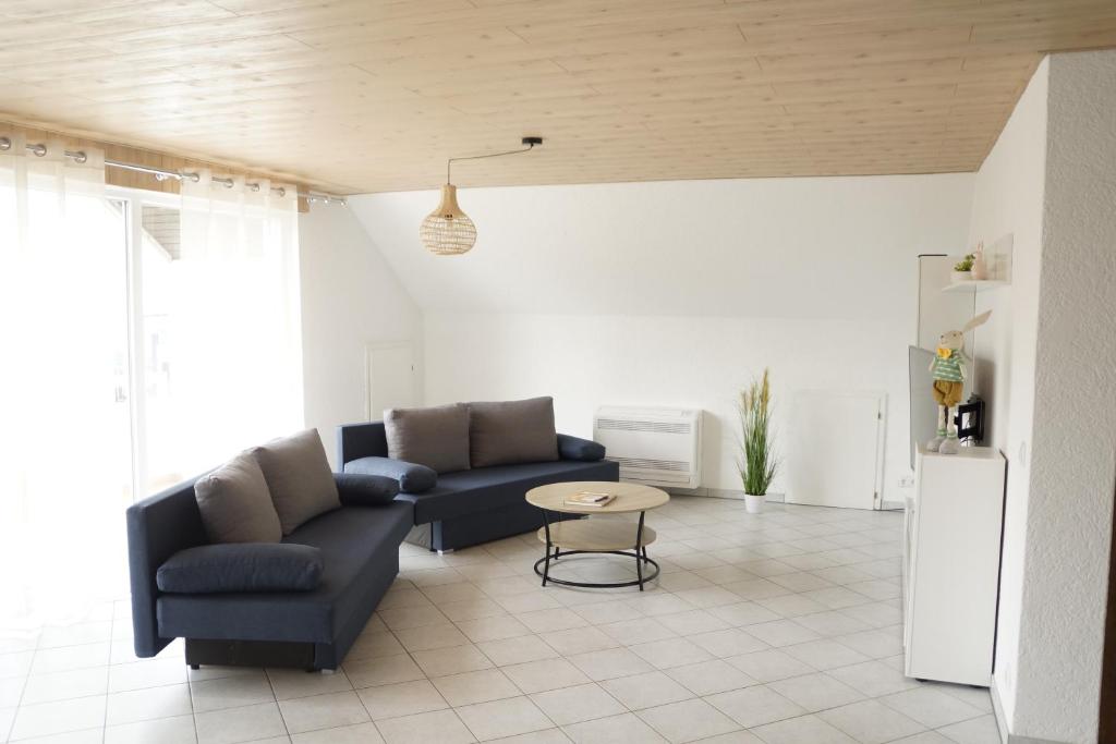 Posezení v ubytování Ferienwohnungen zur Elz - Traumhafte 160 qm Wohnung mit Pool und Garten Nähe des Europaparks