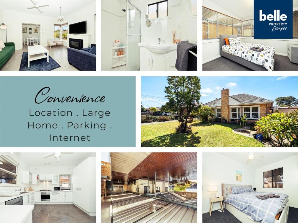 un collage de fotos de una casa en 6 BR House Near Adelaide Airport en West Richmond