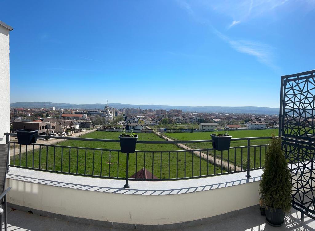 a view of the city from the balcony at APARTAMENT PANORAMIC in Alba Iulia