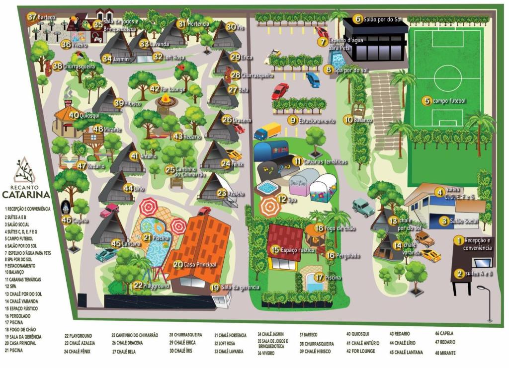 a map of the resort at Recanto Catarina in Cascavel