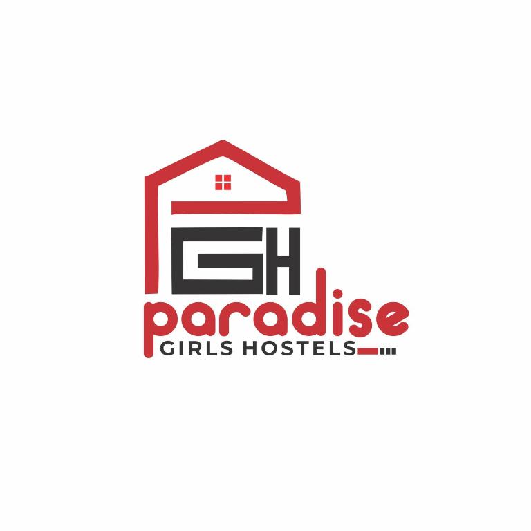 a logo for a real estate girls hostel at Paradise Girls Hostels in Indore