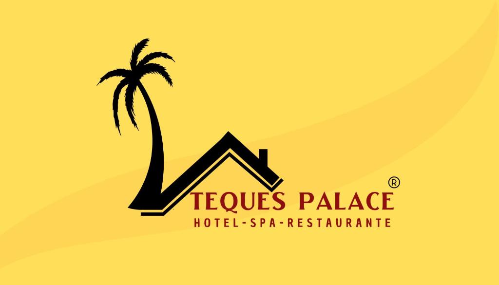 a logo for a hotel with a palm tree at Hotel Teques Palace in Xoxocotla