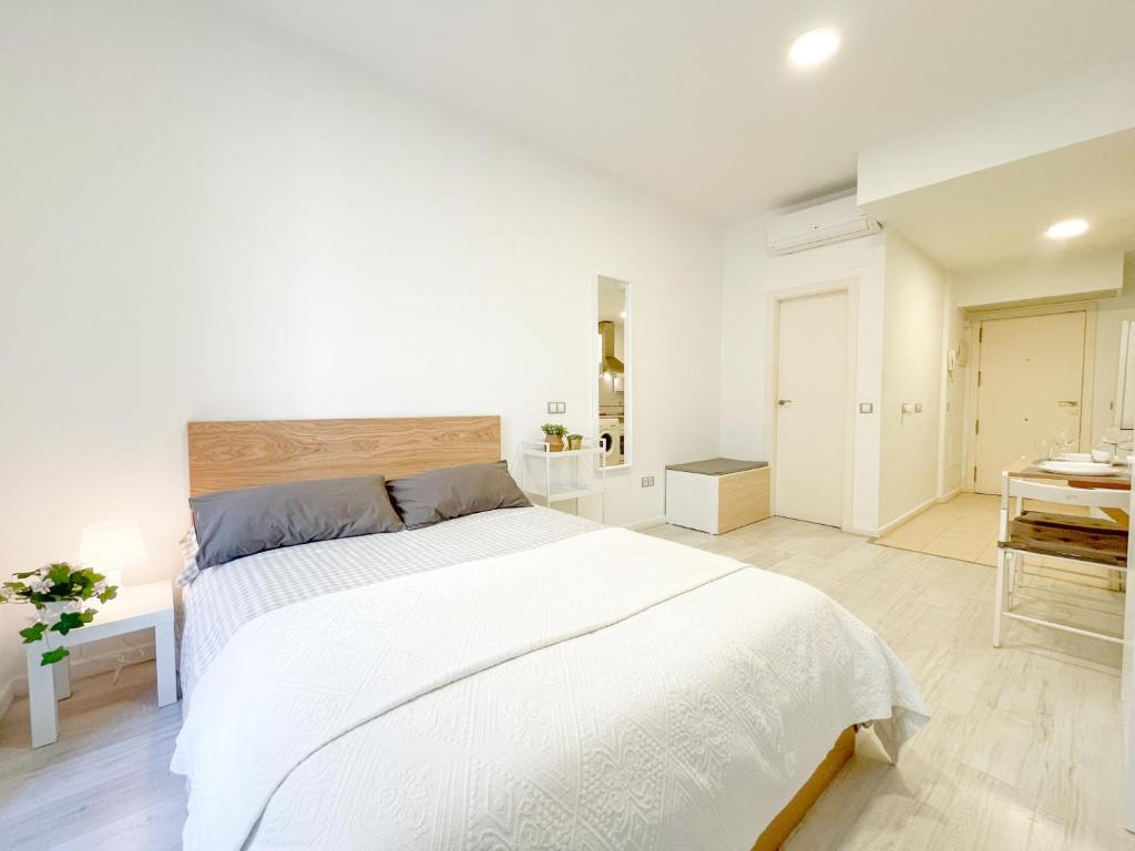 Łóżko lub łóżka w pokoju w obiekcie Estudio en Malaga centro