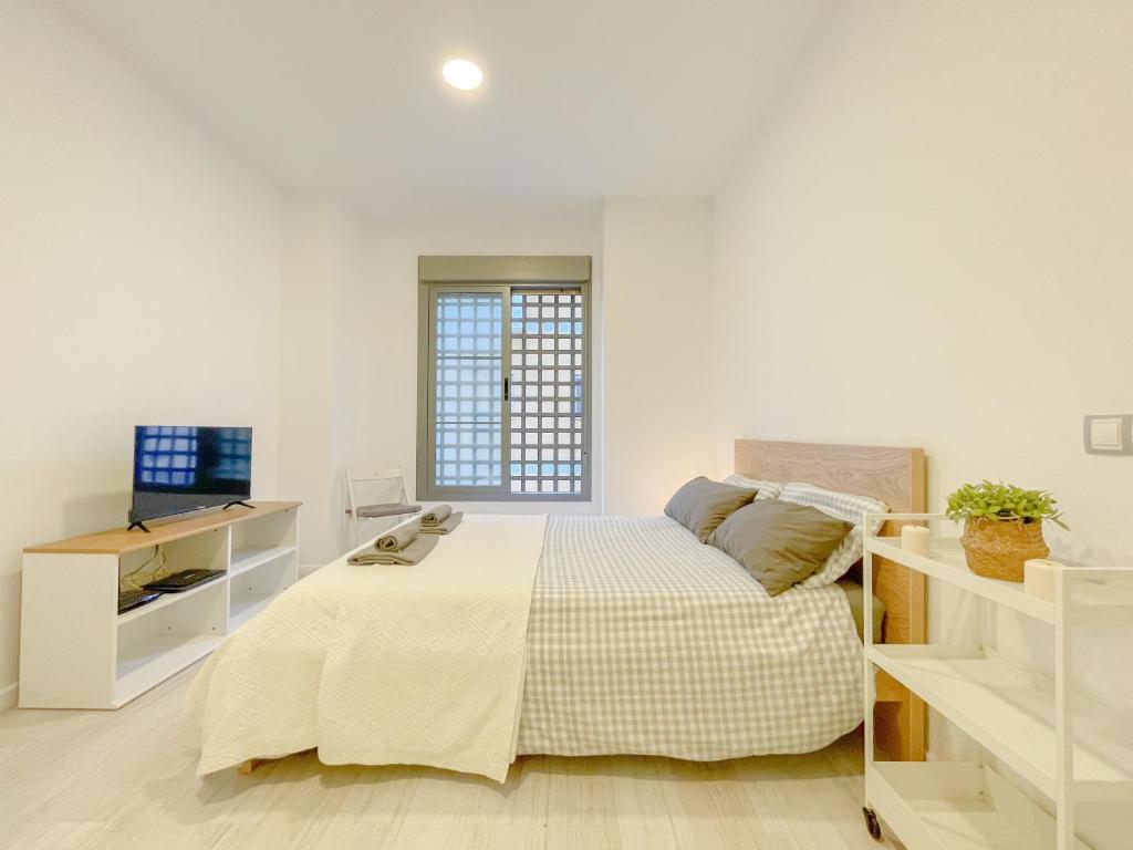 Łóżko lub łóżka w pokoju w obiekcie Estudio en Malaga centro