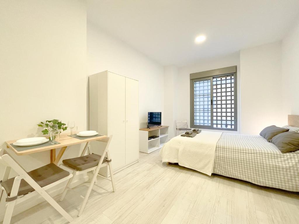 Łóżko lub łóżka w pokoju w obiekcie Estudio en Malaga centro