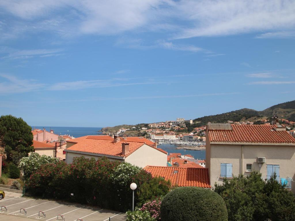 - une vue sur une ville avec des maisons et un port dans l'établissement Banyuls-sur-Mer: T2 avec terrasse couverte et parking privatif - FR-1-309-146, à Banyuls-sur-Mer