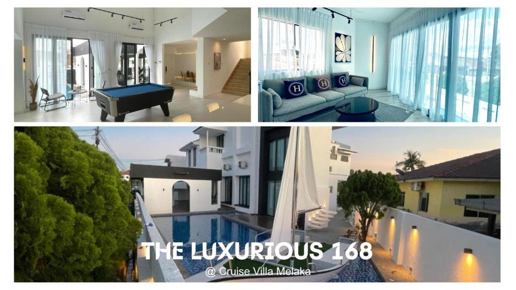 a collage of pictures of a living room and a villa at The Luxurious 168 Cruise, Melaka in Malacca