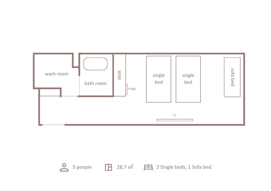 a floor plan of a small apartment at Minn Nijo-jo in Kyoto