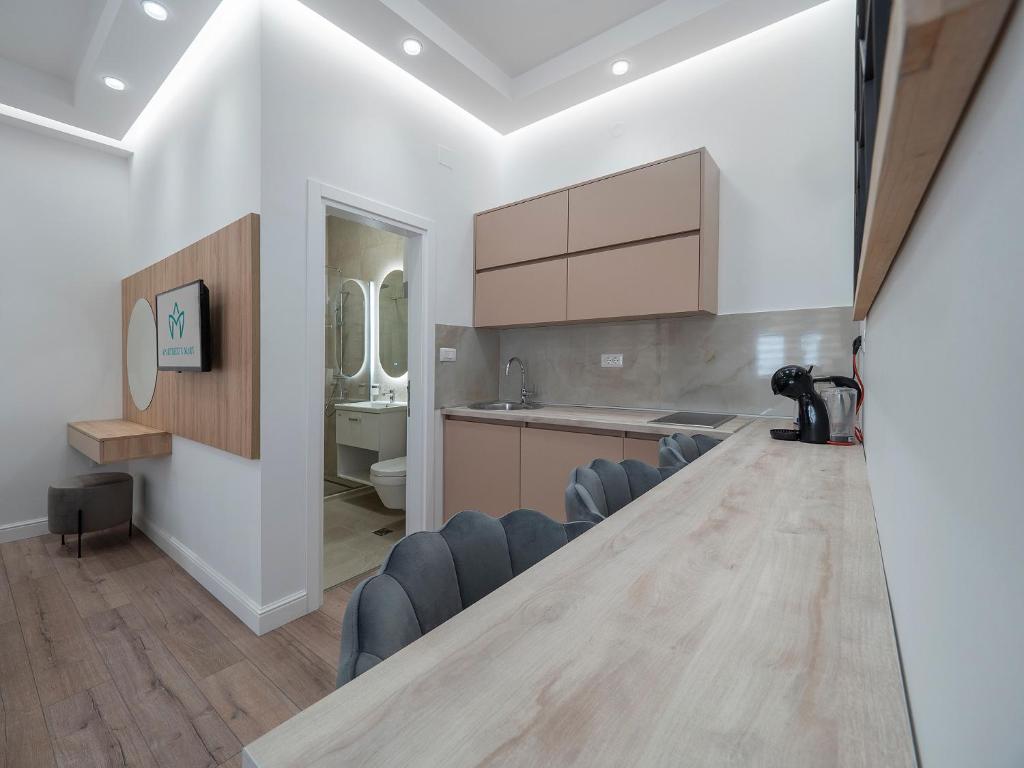 Kuchyň nebo kuchyňský kout v ubytování Apartments Mary