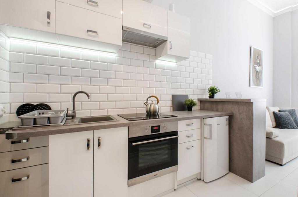 Kuchyňa alebo kuchynka v ubytovaní Lumina 2-level apart near Lodz Fabryczna