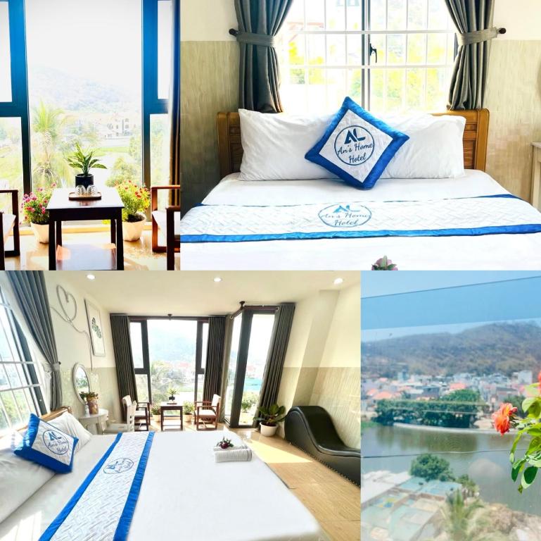 a hotel room with a bed and a view at An's Home Hotel Vũng Tàu in Vung Tau