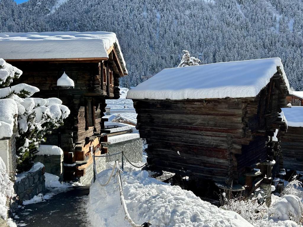 Chalet Coral und Zermatter Stadel durante el invierno