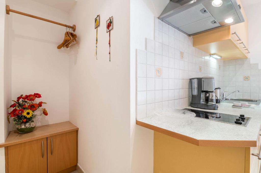 Kuchyň nebo kuchyňský kout v ubytování Haus Rosengarten Apt A