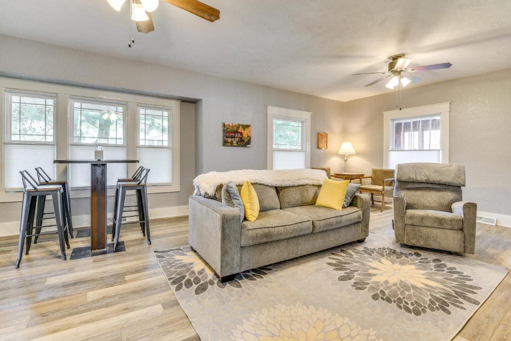 a living room with a couch and two chairs at Cozy Anna Home Near Southern Illinois Attractions! in Anna
