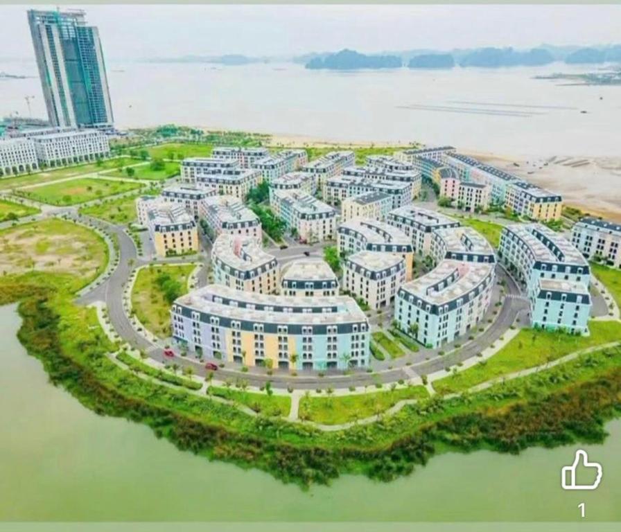 an aerial view of a large city with buildings at Chippi villa in Ha Long