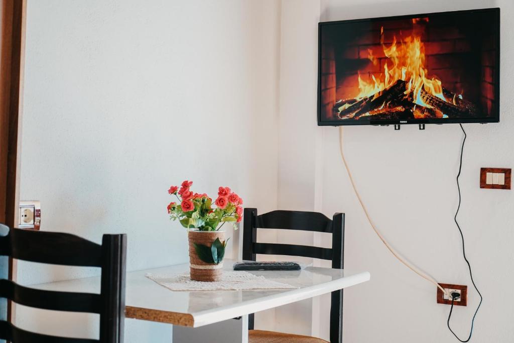 TV a/nebo společenská místnost v ubytování Bujtina ANLU