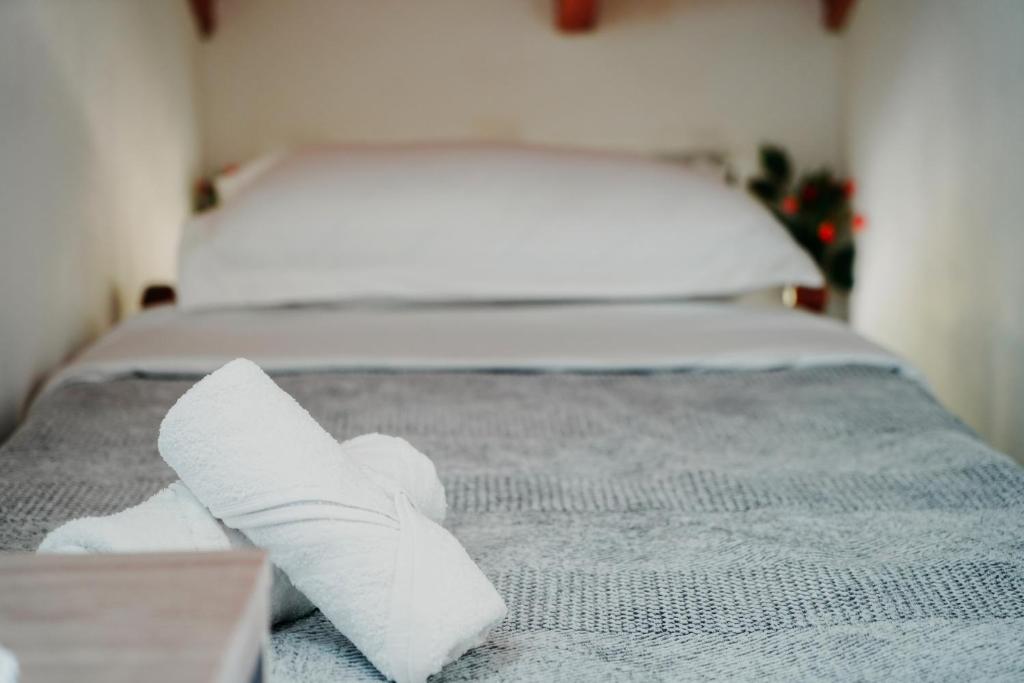 Postel nebo postele na pokoji v ubytování Bujtina ANLU