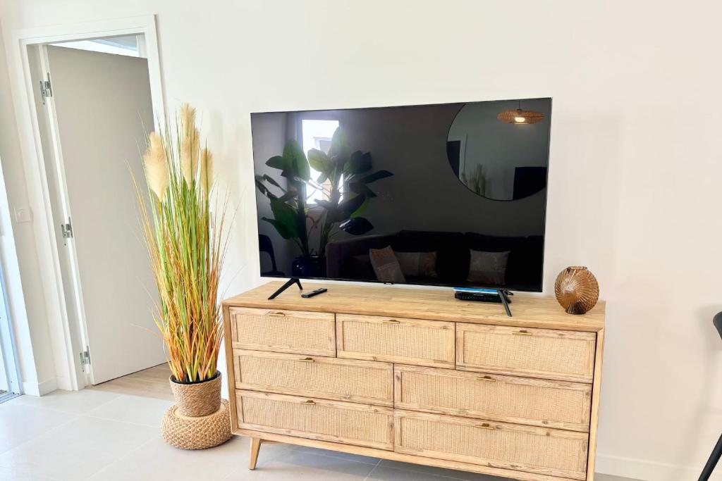 Televiisor ja/või meelelahutuskeskus majutusasutuses GAIA Lodge seaside