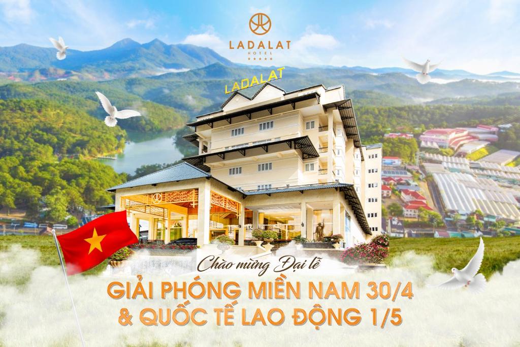 a poster for a hotel with a picture of a building at LADALAT Hotel in Da Lat