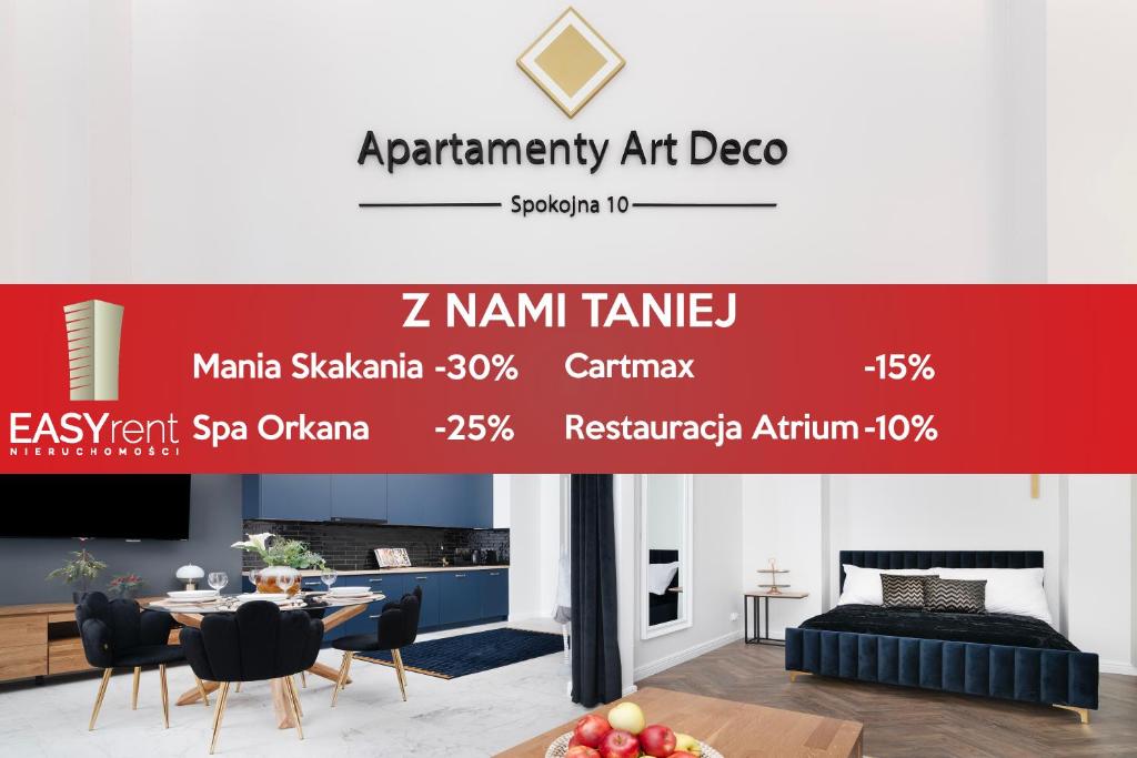 a sign for a furniture store in a living room at EASY RENT- ART DECO PREMIUM Spokojna 10, Centrum, 24h Check-in in Lublin