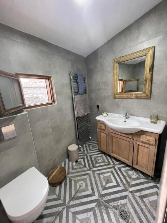 a bathroom with a white toilet and a sink at ΠΟΛΥΞΕΝΗ -ΕΚΑΒΗ in Kondiás
